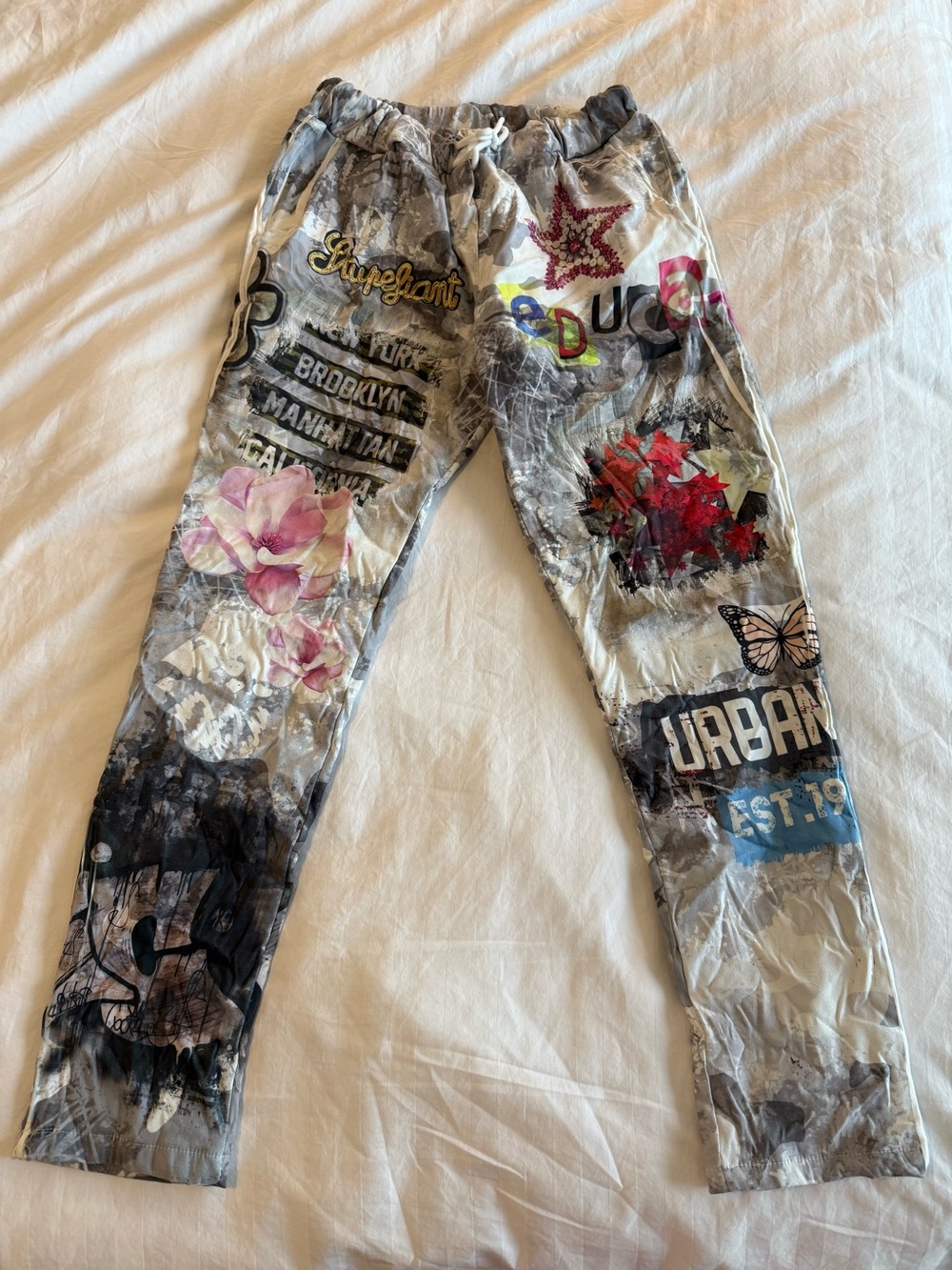 🆕 Brand Bazar Graffiti crinkle pants MADE IN ITALY
